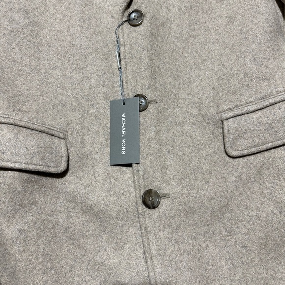 NWT Michael Kors  men’s top coat over car cream wool button stretch slim - Picture 3 of 7